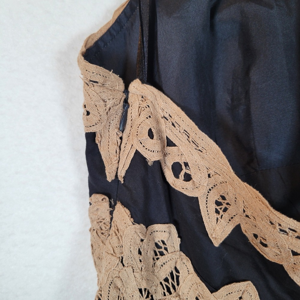 BCBGMAXAZRIA Womens Cotton Silk Lace Tiered Halter Midi Dress Size 10 Black y2k - Picture 8 of 12